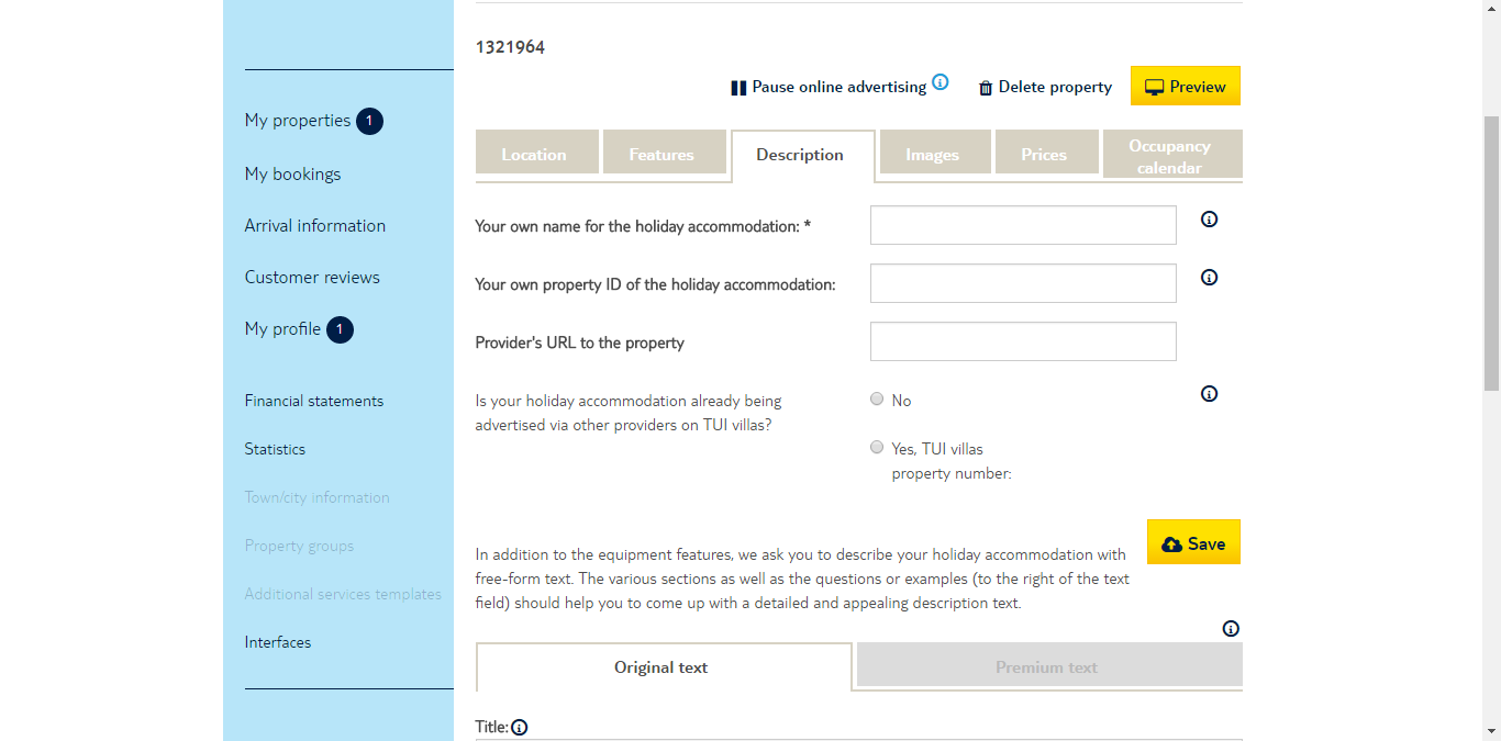 Step-by-step guide by Syncbnb on how to create a listing on atraveo. Step 3: Description