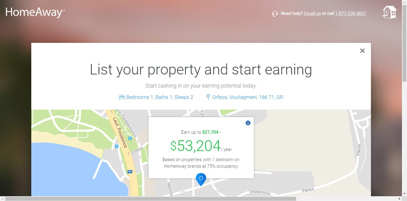 Step-by-step guide by Syncbnb on how to create a listing on HomeAway: By entering the address and rooms of your property you can see approximately how much you would be earning.