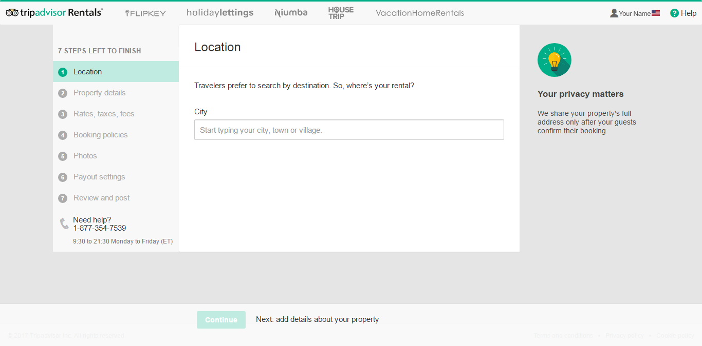 Step-by-step guide by Syncbnb on how to create a listing on TripAdvisor / FlipKey. Step 1: Location