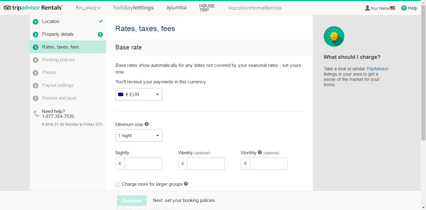 Step-by-step guide by Syncbnb on how to create a listing on TripAdvisor / FlipKey. Step 3: Rates, taxes, fees