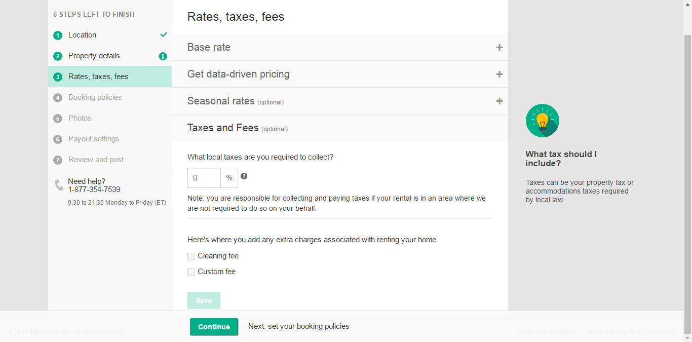Step-by-step guide by Syncbnb on how to create a listing on TripAdvisor / FlipKey. Step 3: Rates, taxes, fees