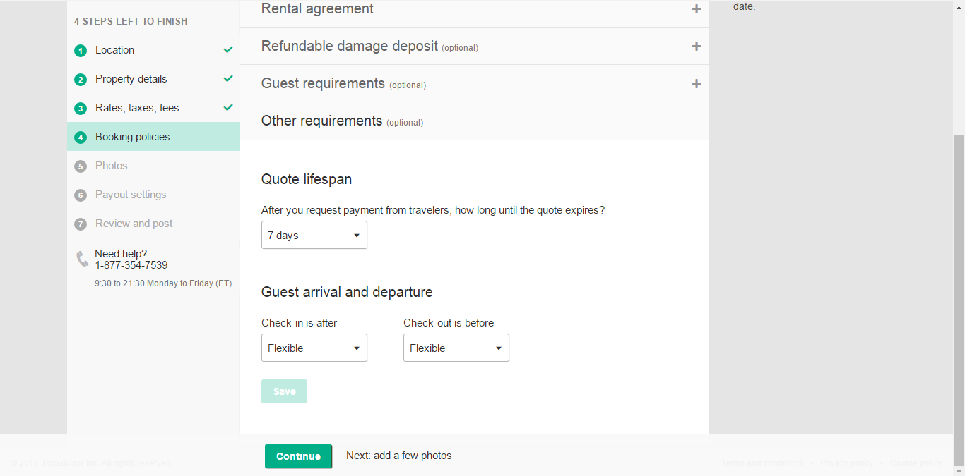 Step-by-step guide by Syncbnb on how to create a listing on TripAdvisor / FlipKey. Step 4: Booking policies
