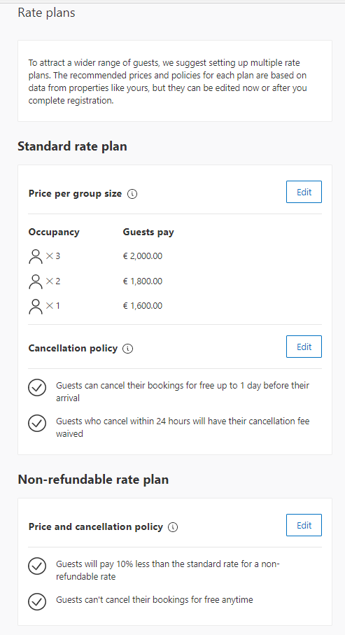 Rate plans