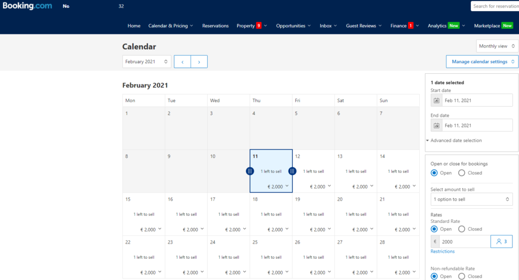 Calendar booking